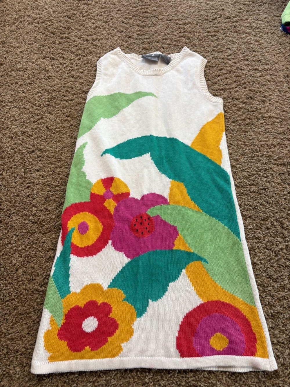 Liz Claiborne White Knit Dress with Multicolor Floral Print
